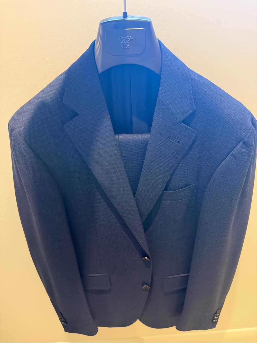 Canali Navy Blue Suit - Textured Single-Breasted Blazer and Pants